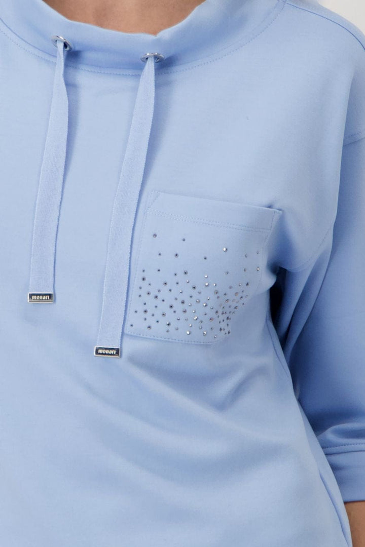 Monari Sweatshirt With Glitter Pocket In Blue - Crabtree Cottage