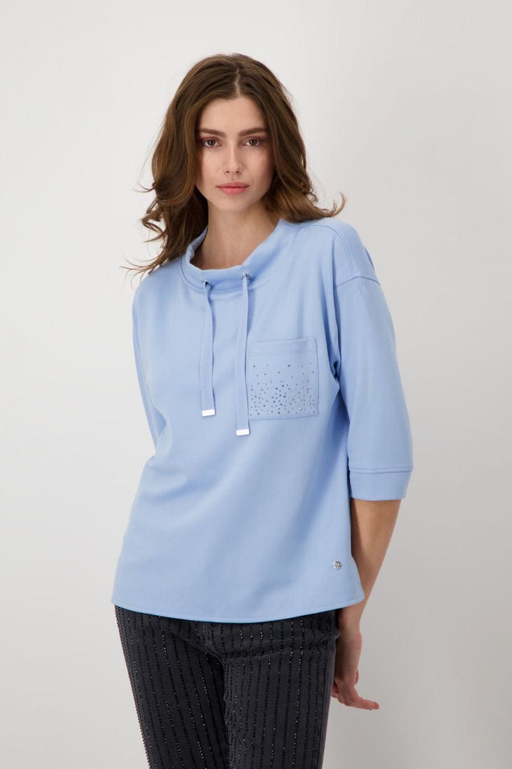 Monari Sweatshirt With Glitter Pocket In Blue - Crabtree Cottage