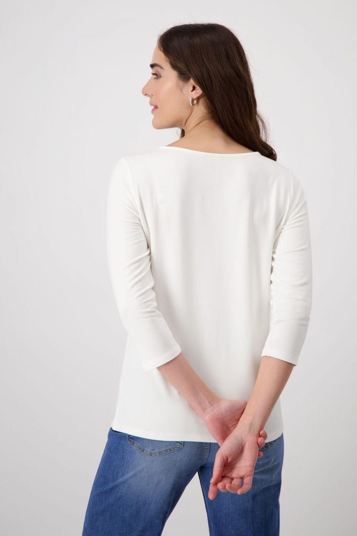 Monari Top With Photo Print In Off White - Crabtree Cottage