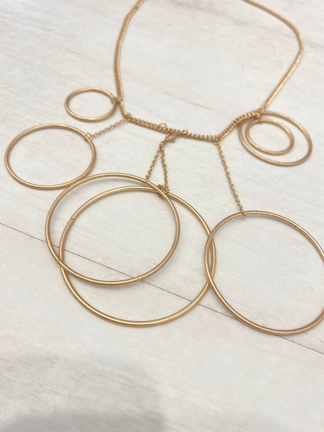 Nouvelle Gold Metal Multi Circle Necklace - Crabtree Cottage