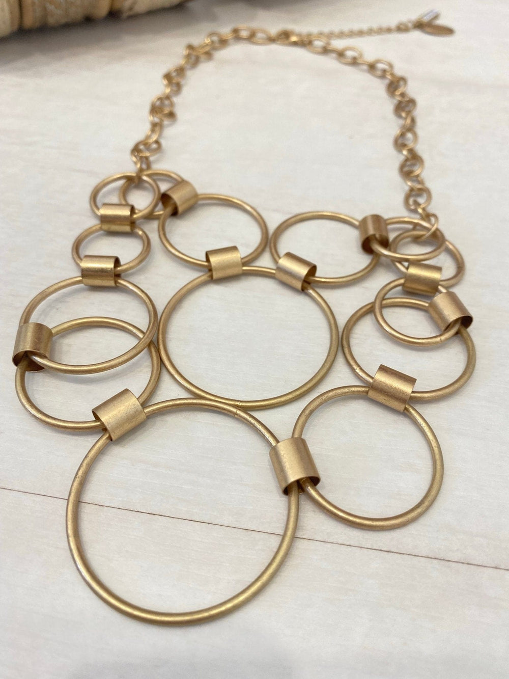 Nouvelle Gold Metal Ring Multi Circle Necklace - Crabtree Cottage