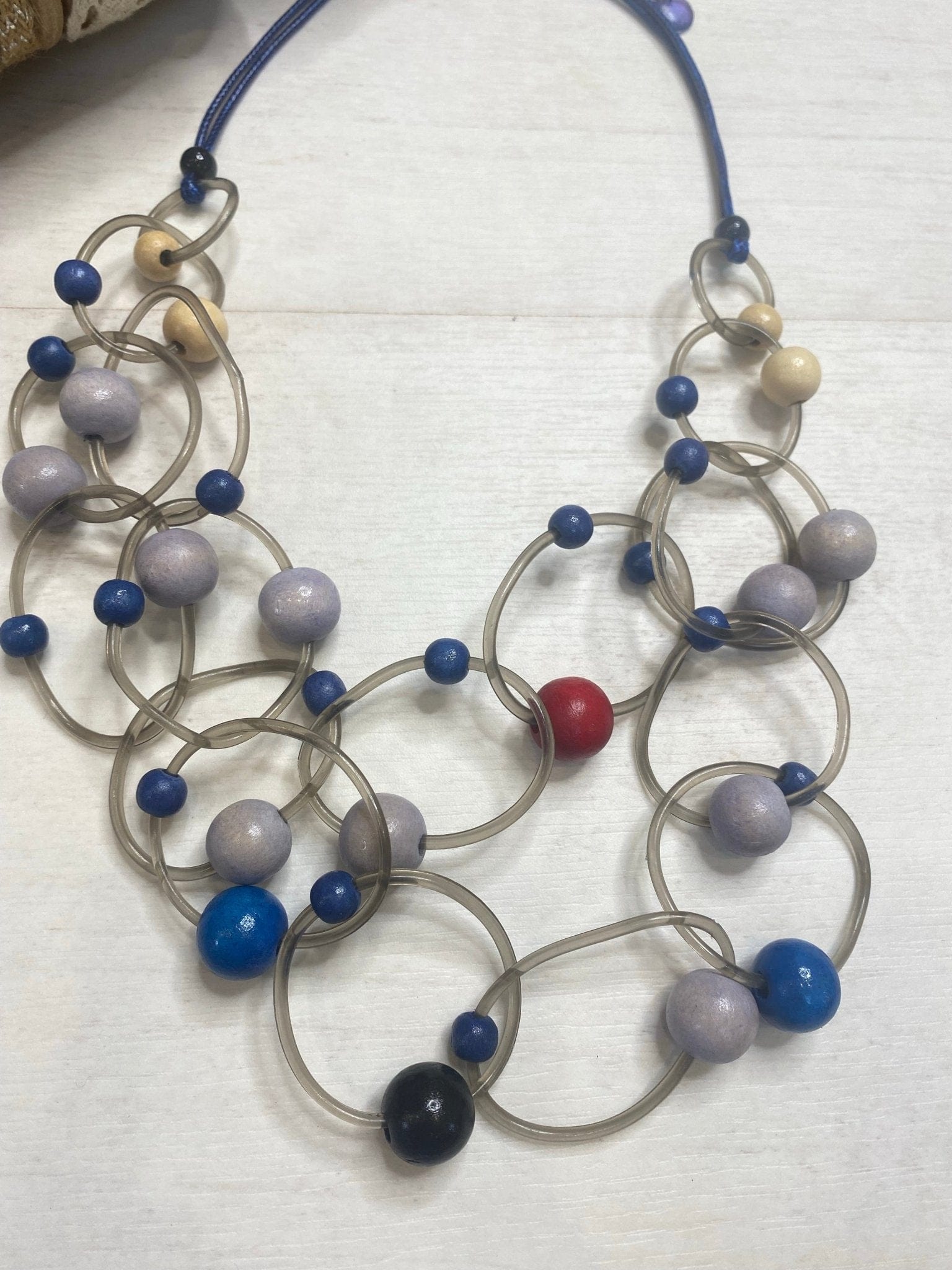 Nouvelle Navy Multicoloured Ring/Ball Necklace - Crabtree Cottage