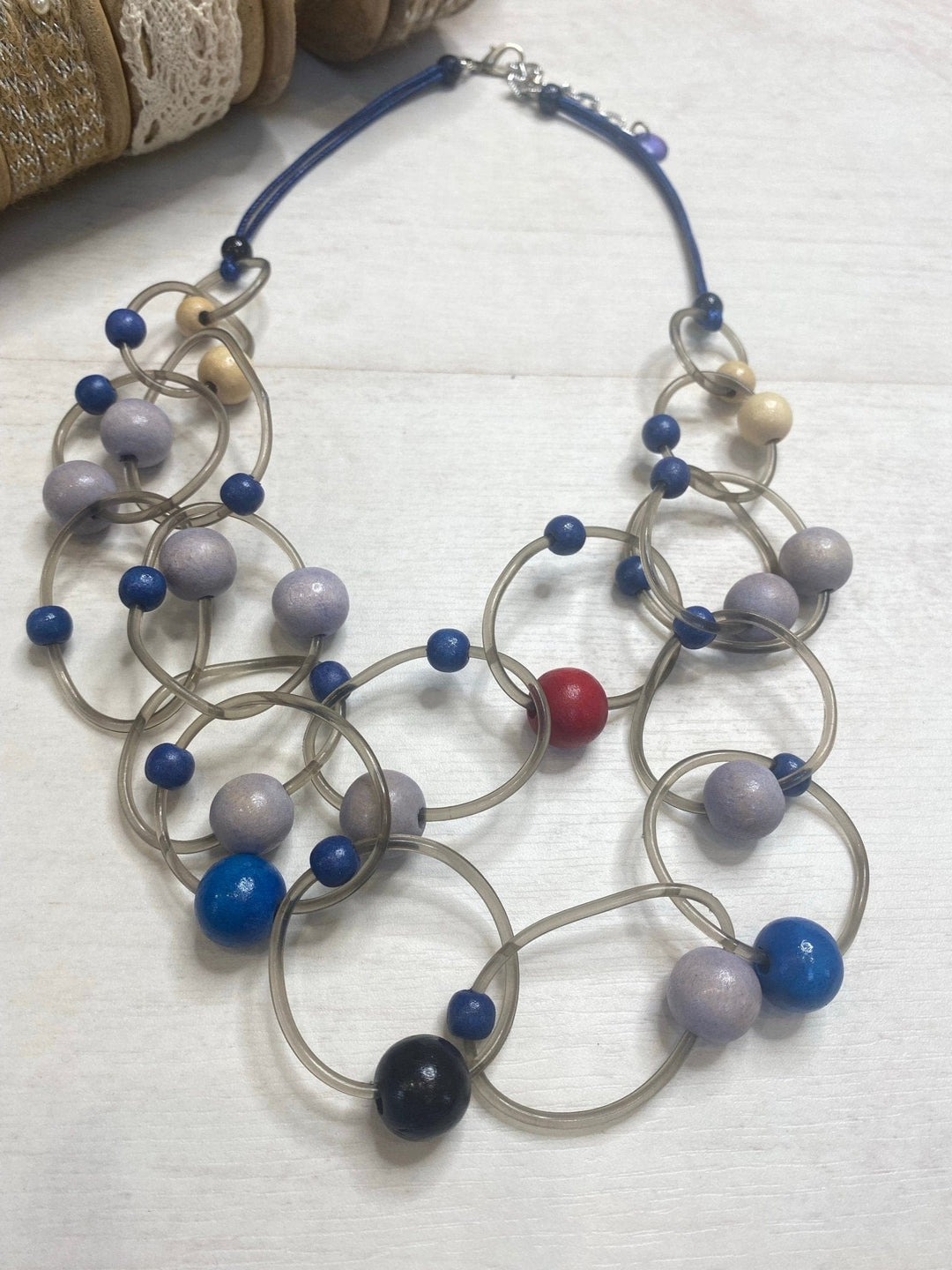 Nouvelle Navy Multicoloured Ring/Ball Necklace - Crabtree Cottage