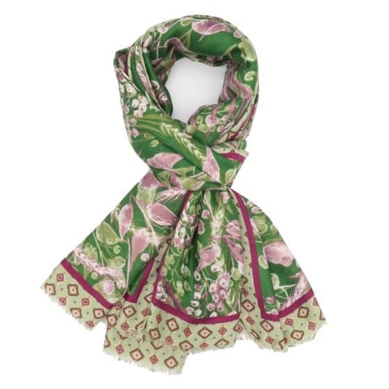 Olive Barley Print Scarf In Green - Crabtree Cottage