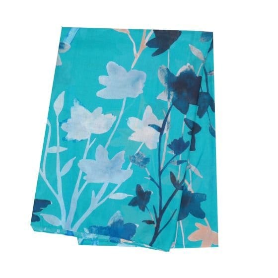 Olive Watercolour Silhouettes Print Scarf In Teal - Crabtree Cottage