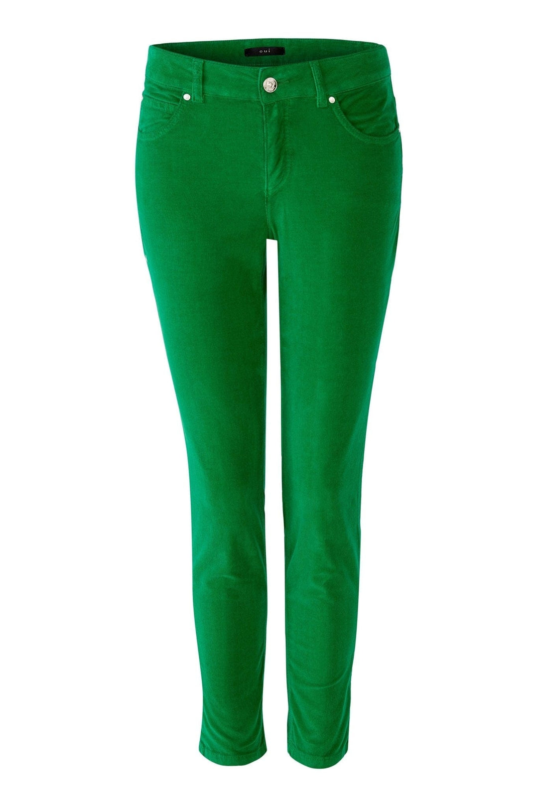 Oui 'Baxter' Slim Fit Cord Trousers In Green - Crabtree Cottage