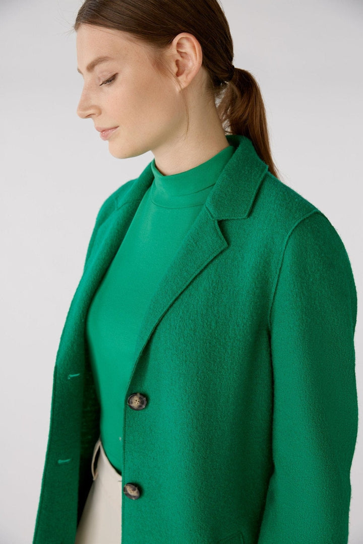 Oui Mayson Boiled Wool Coat In Green - Crabtree Cottage