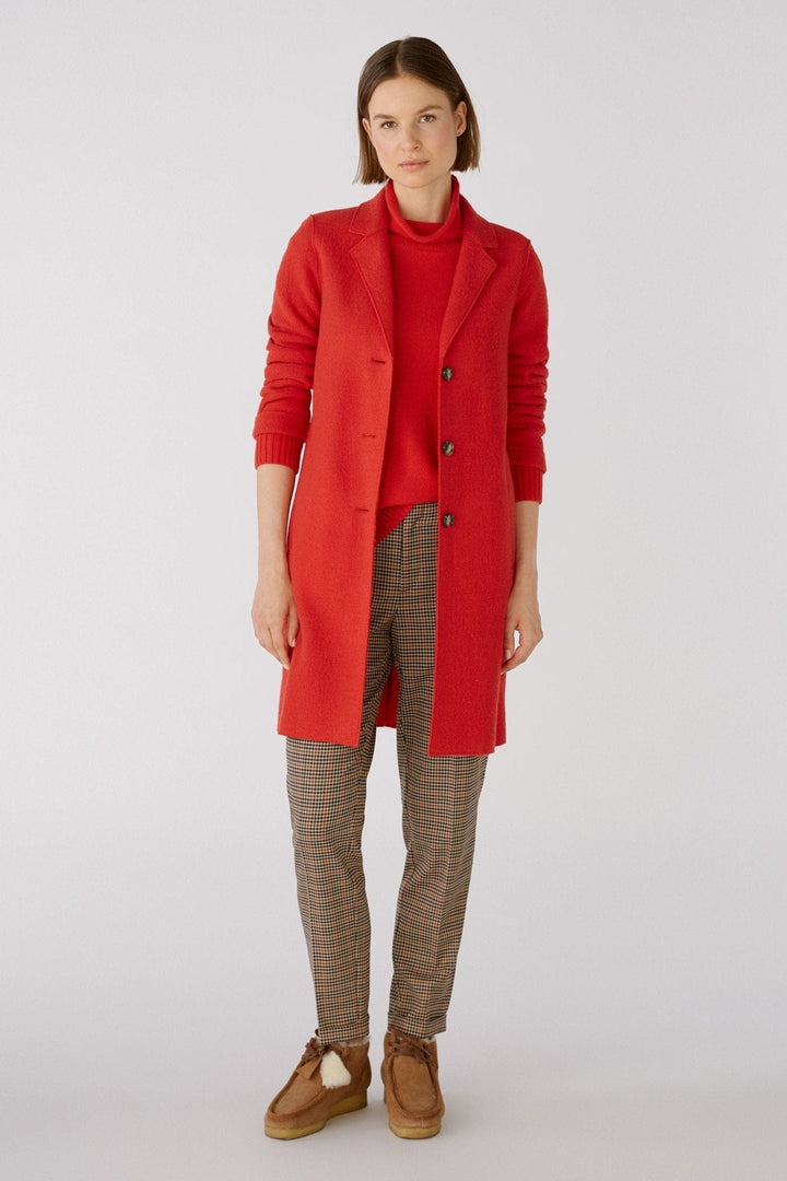 Oui Mayson Boiled Wool Coat In Red - Crabtree Cottage