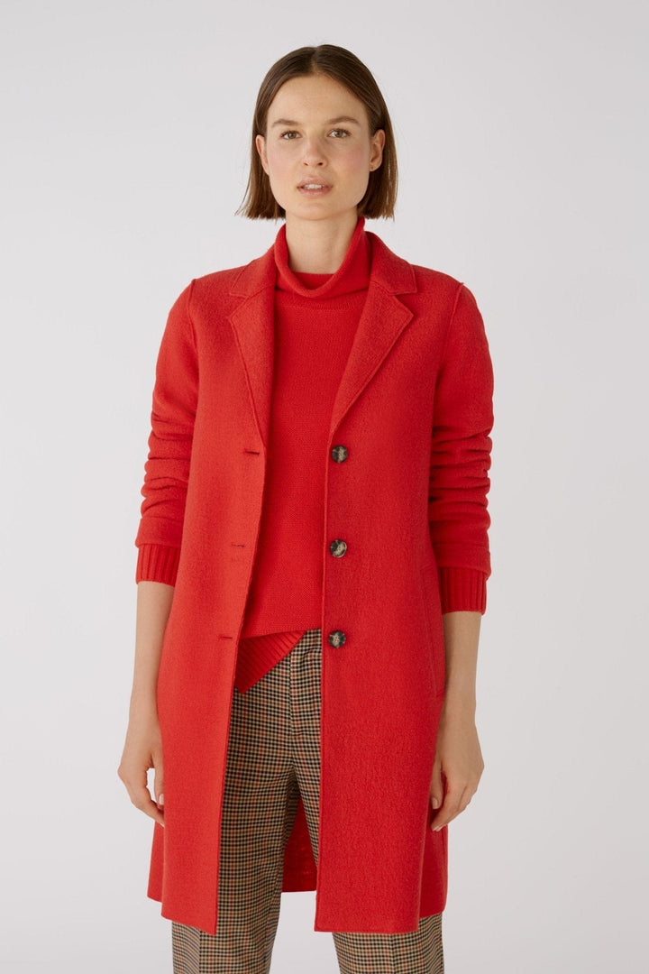 Oui Mayson Boiled Wool Coat In Red - Crabtree Cottage