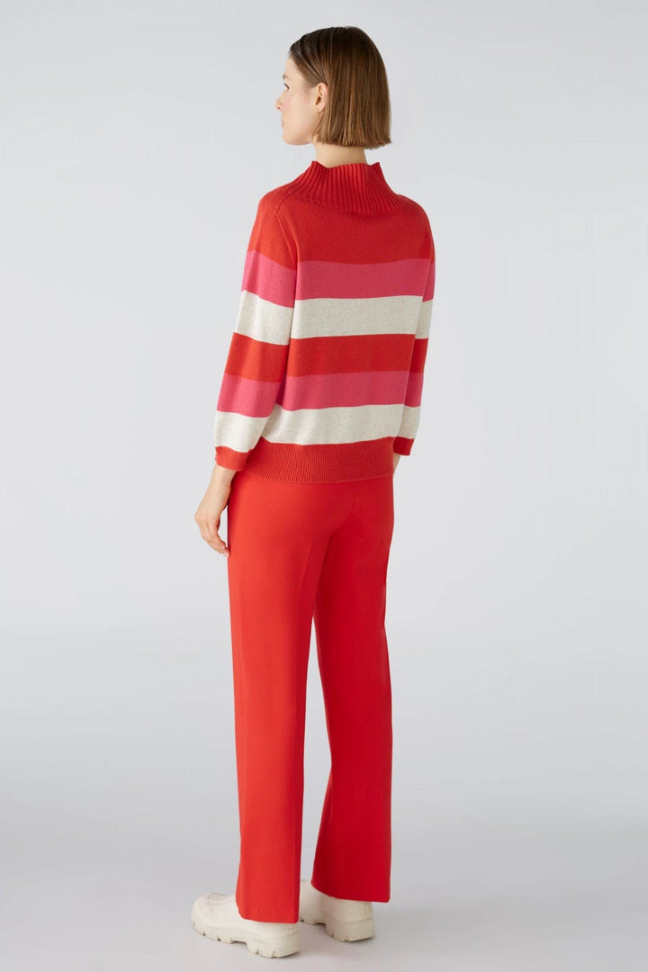 Oui Stripped Knitted Jumper In Red Rose - Crabtree Cottage