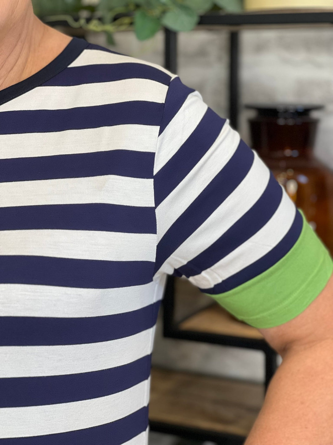 Peruzzi Stripe T-shirt With Colour Pop In Navy - Crabtree Cottage