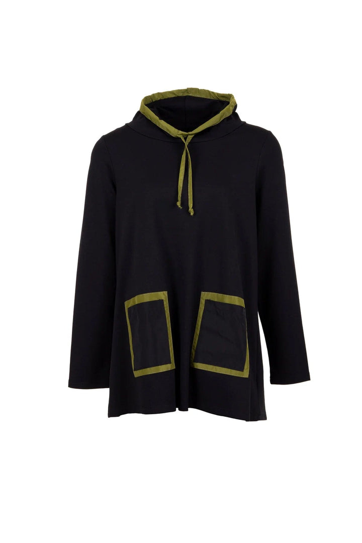 Peruzzi Taffeta Pocket Top In Black/Kiwi - Crabtree Cottage