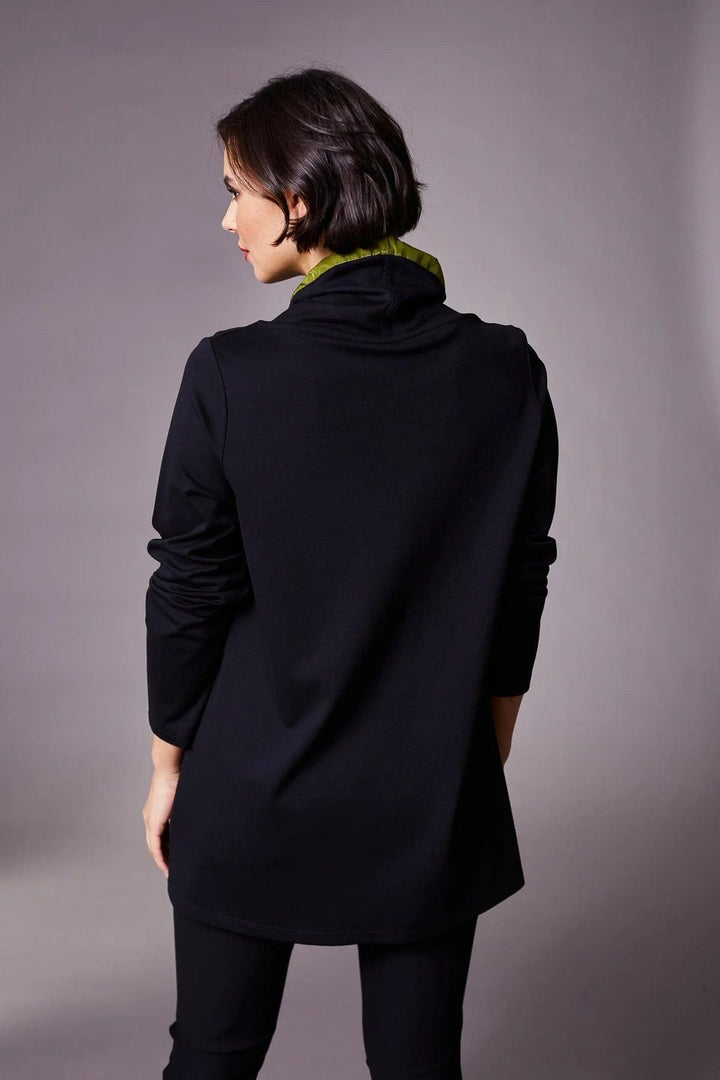 Peruzzi Taffeta Pocket Top In Black/Kiwi - Crabtree Cottage
