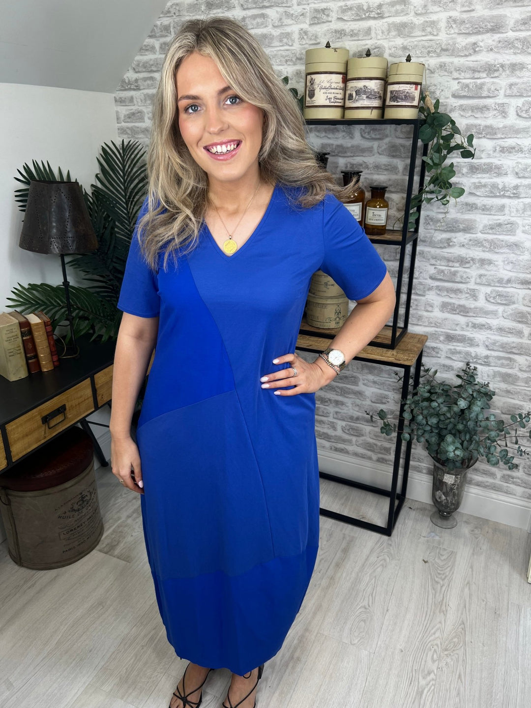 Peruzzi Two Tone Dress In Blue - Crabtree Cottage