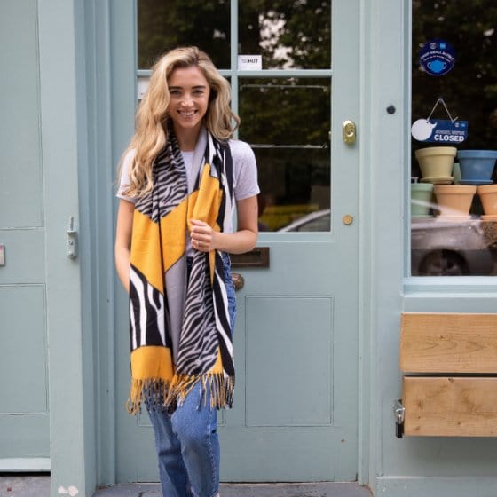 Polly Zebra Print Scarf In Yellow - Crabtree Cottage
