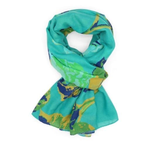 Sarah Rosebuds Scarf In Turquoise - Crabtree Cottage
