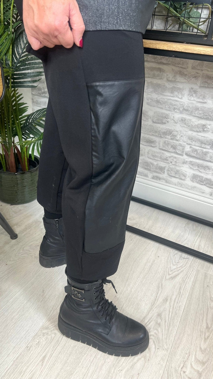 Seva Faux Leather Trousers In & Black
