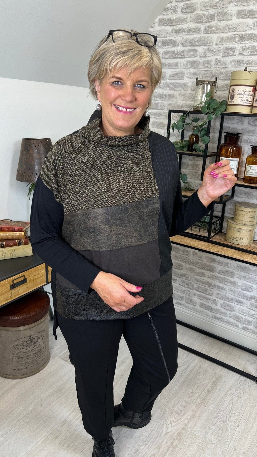 Seva Tweed Effect Top In Copper & Black - Crabtree Cottage