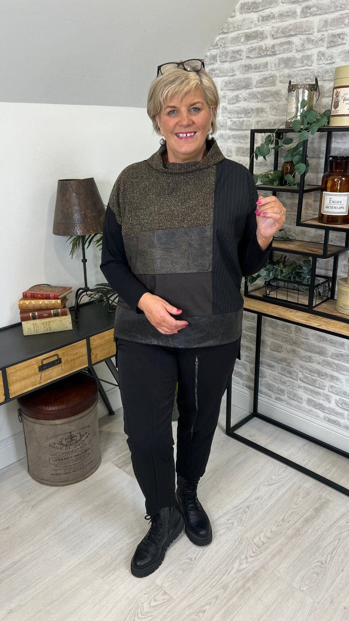 Seva Tweed Effect Top In Copper & Black - Crabtree Cottage