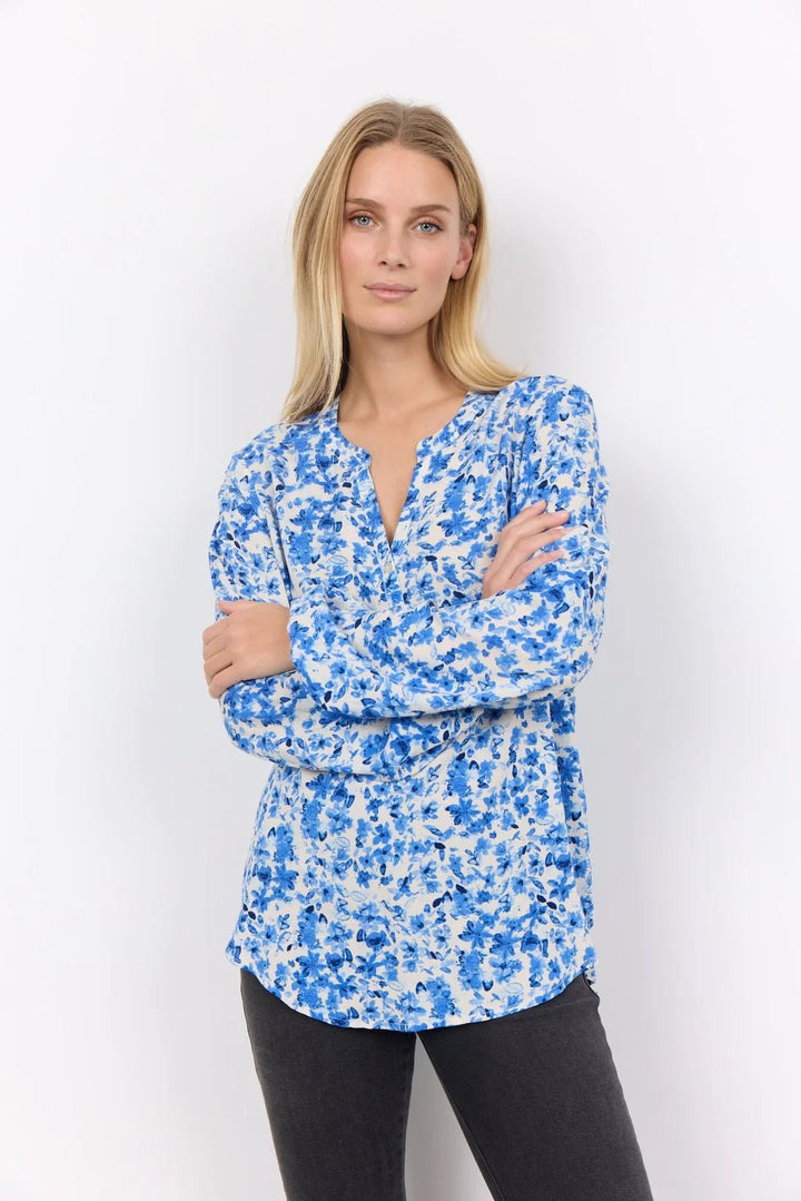 Soya Concept Doha Blouse In Blue - Crabtree Cottage
