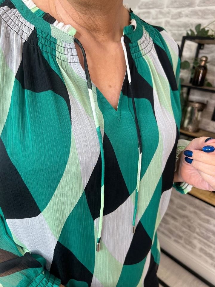 Street One Chiffon Smock Blouse In Fresh spring green - Crabtree Cottage