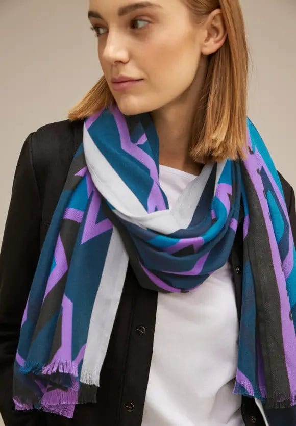 Street One Cosy Printed Scarf In Lupine Lilac - Crabtree Cottage