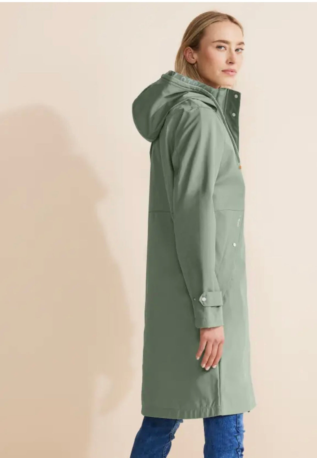 Street One Double Face Parka In Dune Green - Crabtree Cottage