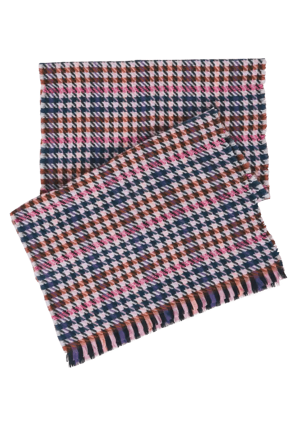 Street One Houndstooth Scarf In Purple Multi - Crabtree Cottage