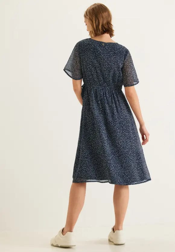 Street One Printed Chiffon Dress In Deep Blue - Crabtree Cottage