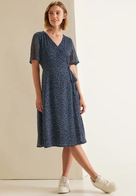 Street One Printed Chiffon Dress In Deep Blue - Crabtree Cottage