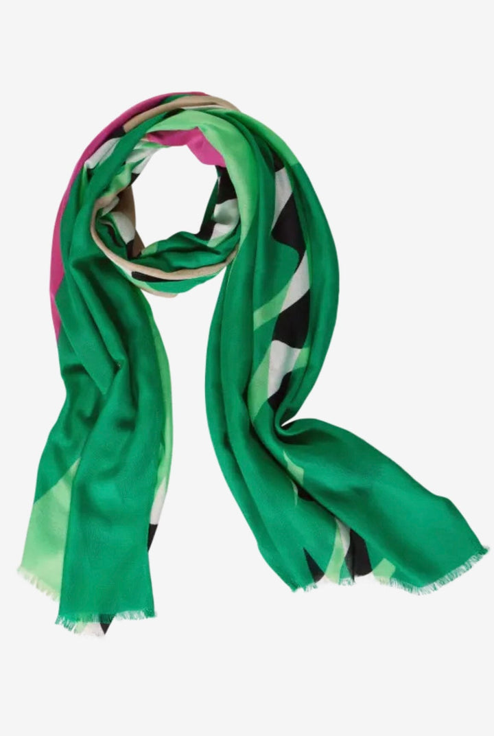 Street One Printed Long Scarf In Fresh Spring Green - Crabtree Cottage