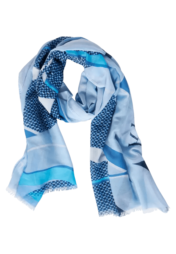 Street One Printed Scarf In Dahlia Blue - Crabtree Cottage
