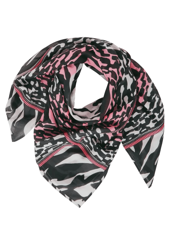 Street One Printed Square Scarf With Tape In Black