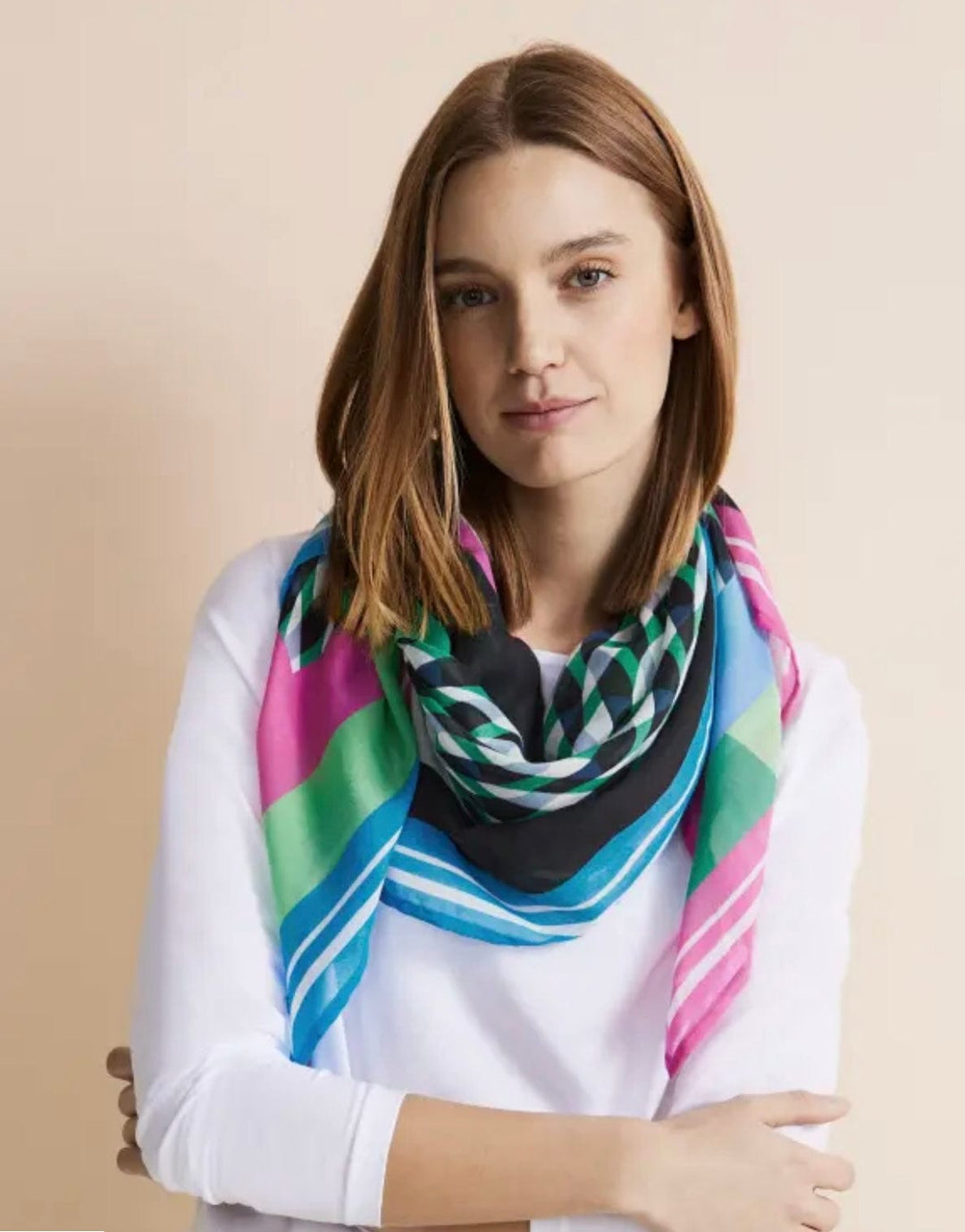 Street One Printed Triangle Scarf In Multicolour - Crabtree Cottage