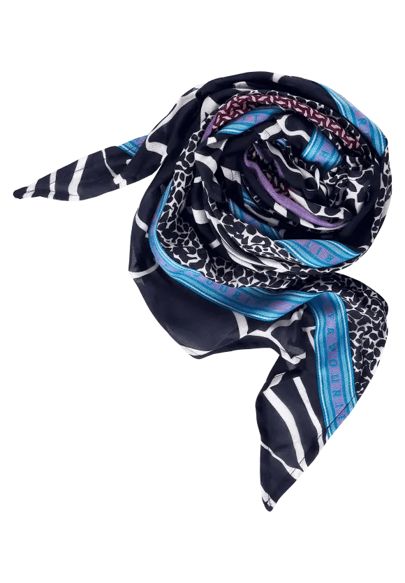 Street One Printed Triangle Scarf In Navy Multi - Crabtree Cottage