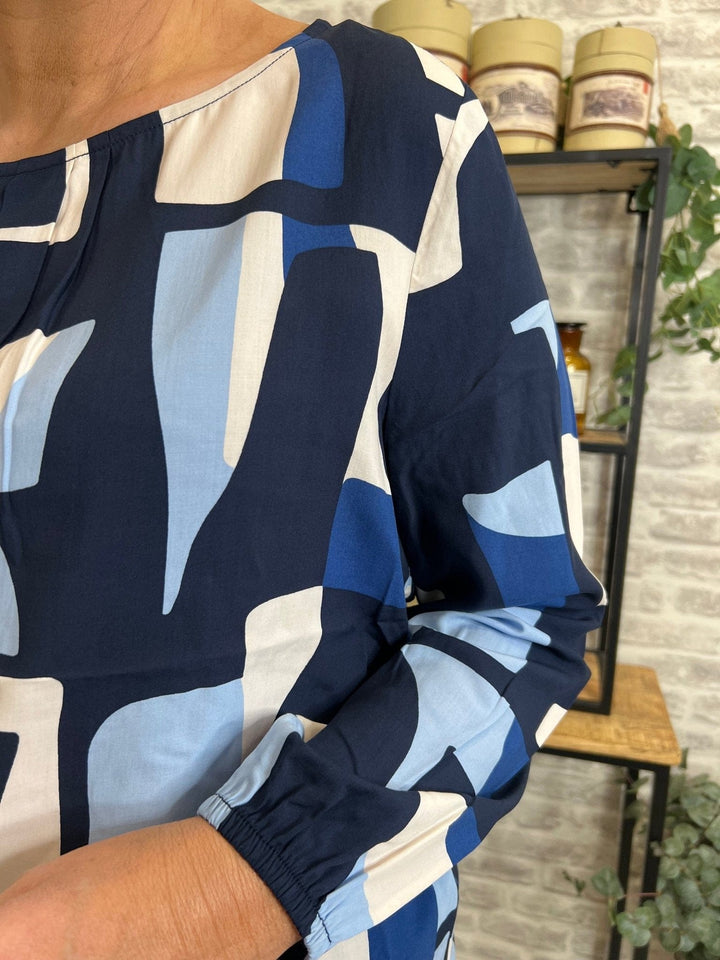 Street One Round Neck Blouse In Deep Blue - Crabtree Cottage