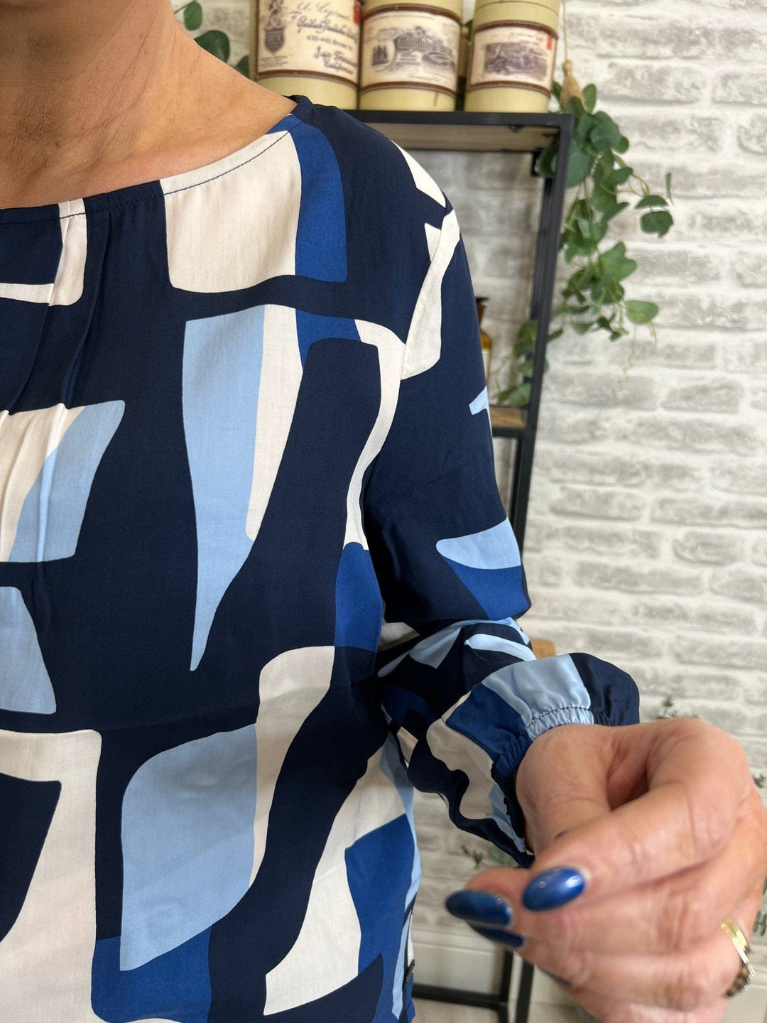 Street One Round Neck Blouse In Deep Blue - Crabtree Cottage