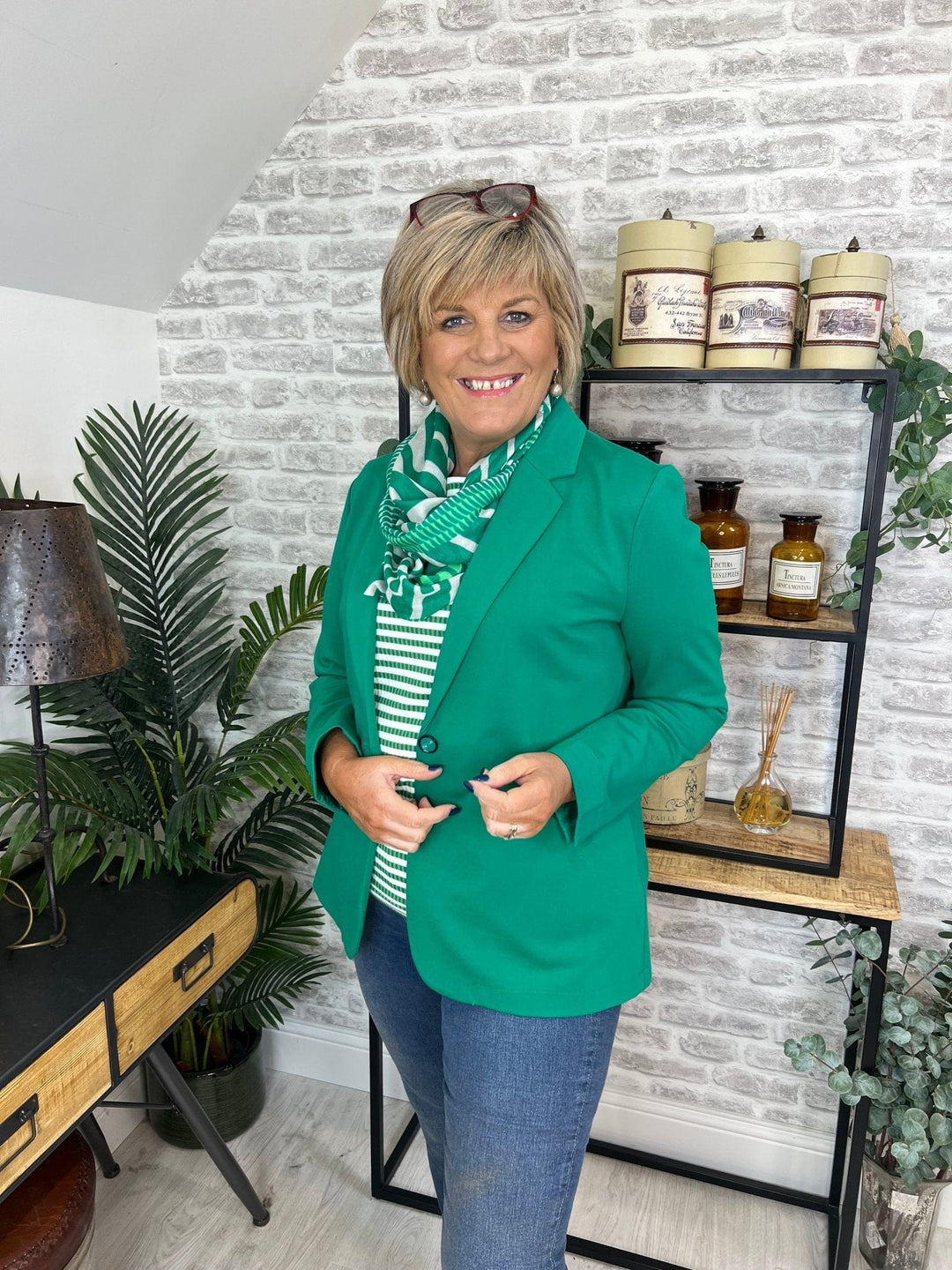 Street One Striped Boat Neck Top In Fresh Spring Green by - Crabtree Cottage