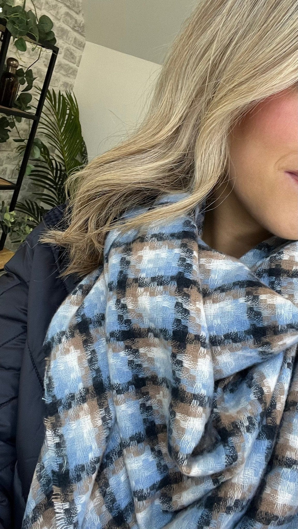 Street One Triangle Mini Check Scarf In Blue Multi - Crabtree Cottage