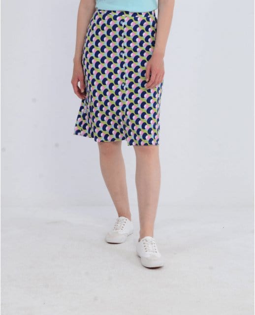 Surkana A-Line Buttoned Skirt In Blue - Crabtree Cottage