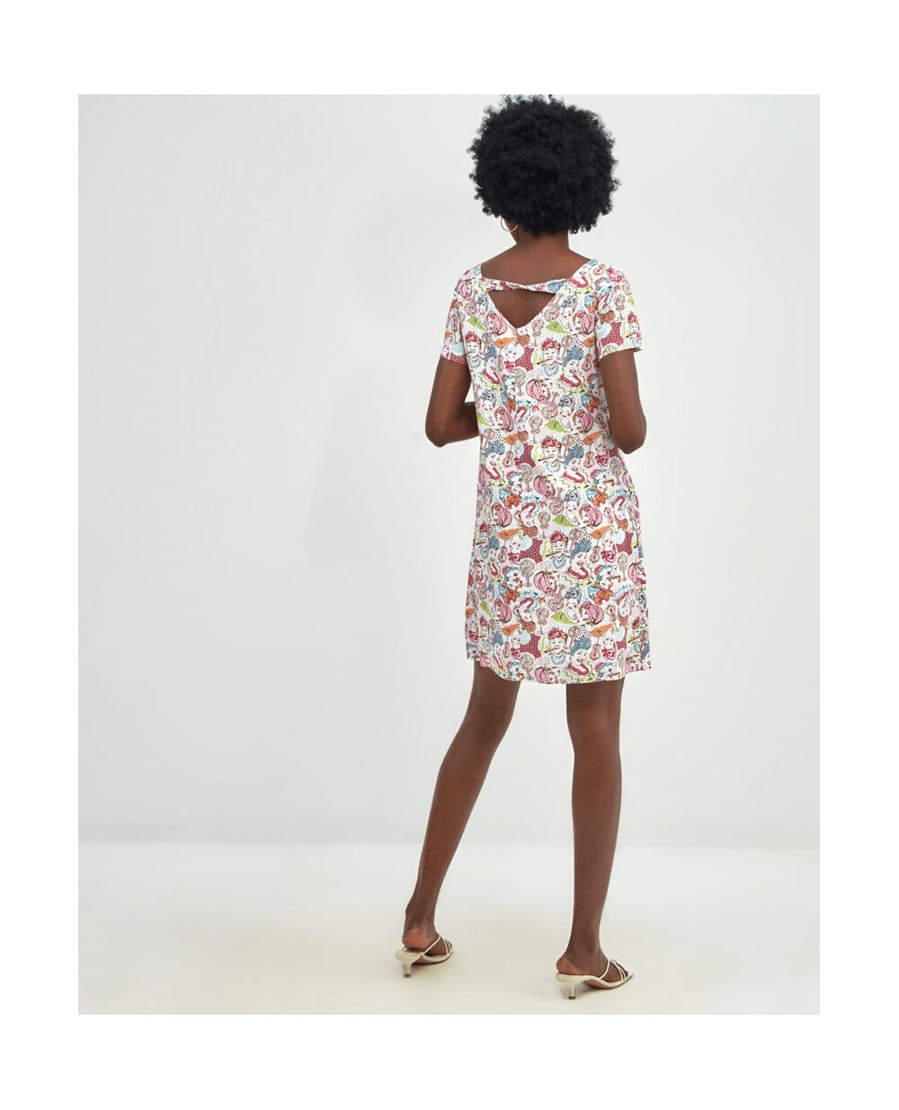 Surkana Short Sleeve A-Line Dress In Multi - Crabtree Cottage