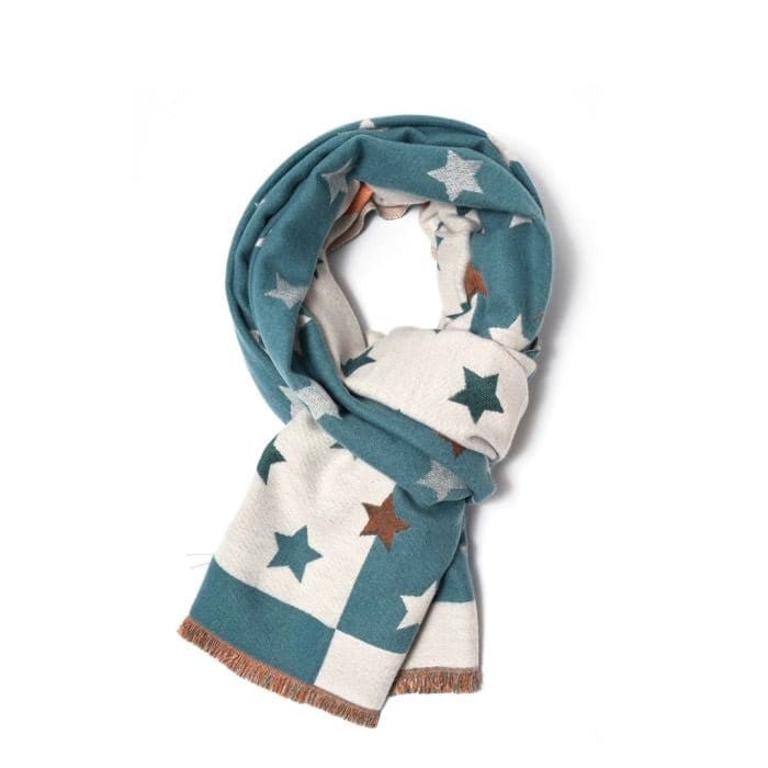 Susan Stars Scarf In Light Teal Mix - Crabtree Cottage