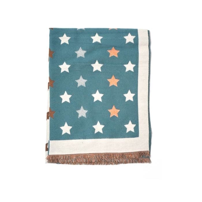 Susan Stars Scarf In Light Teal Mix - Crabtree Cottage