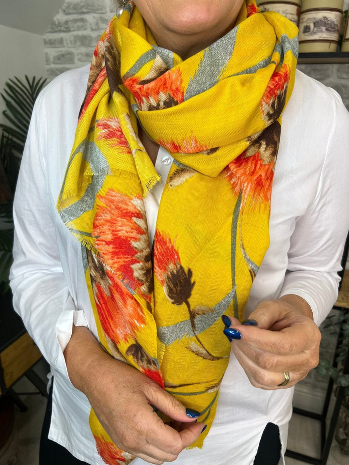 Thea Thistle Scarf In Mustard - Crabtree Cottage